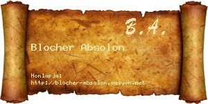 Blocher Absolon névjegykártya